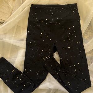 Spiritual Gangster Black Leggings with Gold Fleck Print - M